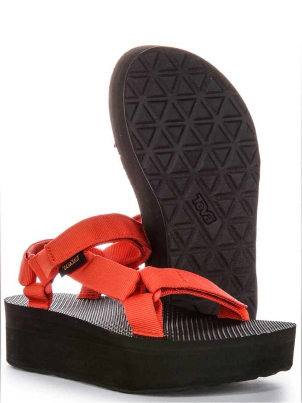NWT Teva x Anthropologie Universal Platform Sandal - Coral Orange Straps.Size 10